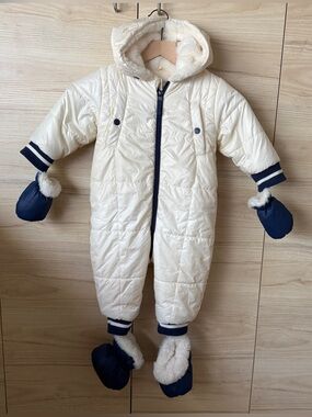 Urban Republic Cream and Navy Baby Snowsuit One-Piece